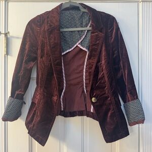 Maeve Velvet Blazer in Rich Burgundy